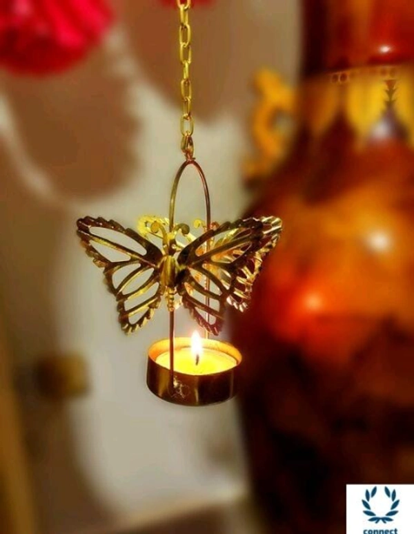  Beautiful Golden Butterfly Tea Light Candle Holders -Set of 8 - Metal, Multipack:8